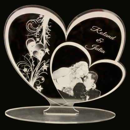 Acrylglasbild mit Fotogravur Herzform